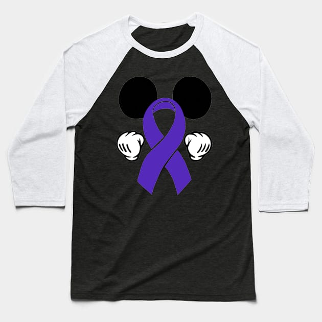 Mouse Ears Awareness ribbon (Purple) Baseball T-Shirt by CaitlynConnor